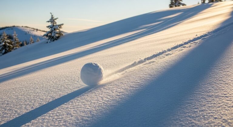 ma pequena bola de neve rolando e crescendo, representando o efeito bola de neve dos juros compostos nos investimentos.