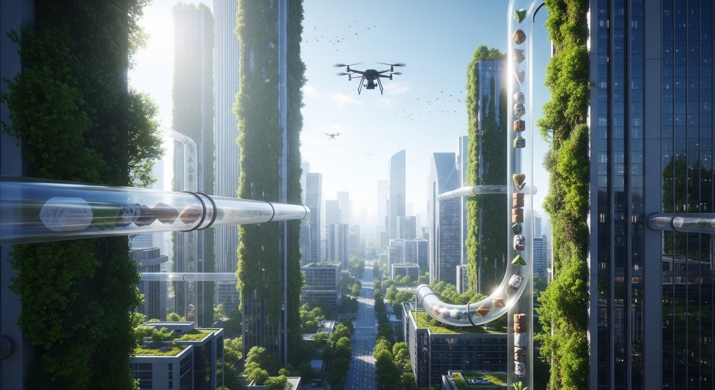 Dicas práticas de economia circular aplicadas em uma cidade futurista e sustentável.