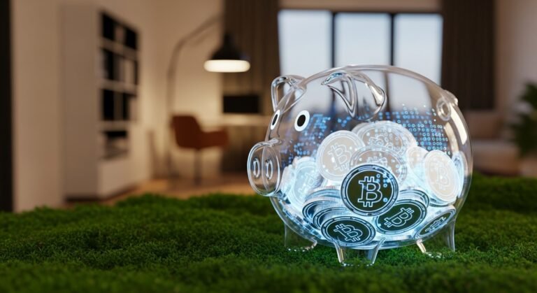 Porquinho transparente simbolizando segurança financeira.