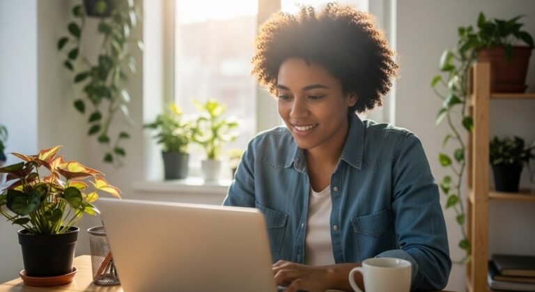 Um guia completo sobre como atrair seus primeiros clientes para um novo negócio, mostrando um empreendedor motivado.
